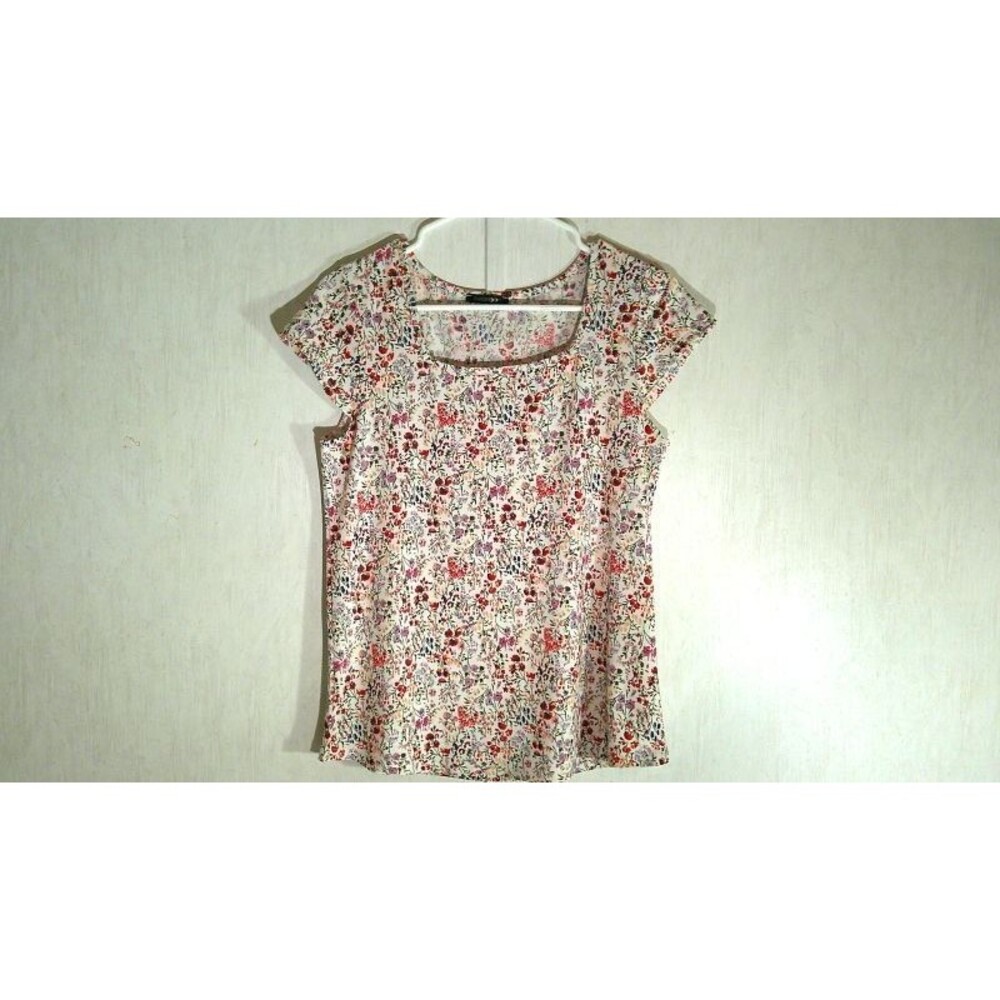 Papermoon Womens Pullover Top S Floral Cap Sleeve Stretch Cottagecore Feminine